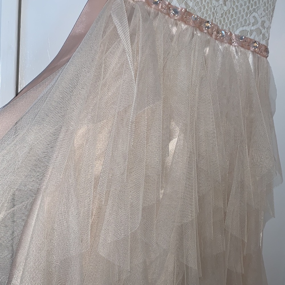 Rare Editions 12 Lace Overlay Dress EUC Cream Blush Color Special Occasion - Picture 6 of 17